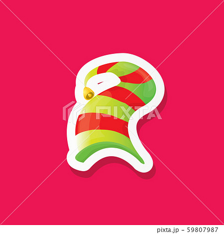 vector funky cartoon cute christmas elf hat isolated on pink background. vector kids colorful elf vector funky cartoon cute christmas elf hat isolated on pink background. vector kids colorful elf 59807987