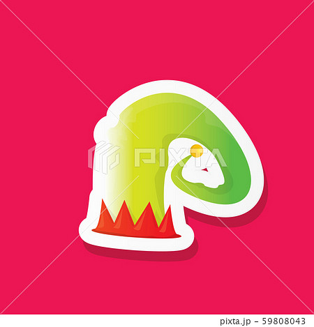 vector funky cartoon cute christmas elf hat isolated on pink background. vector kids colorful elf 59808043