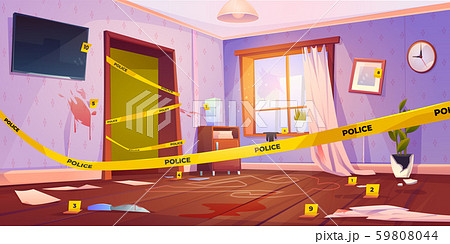 Crime scene, murder place with yellow police tape 59808044