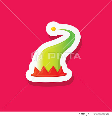 vector funky cartoon cute christmas elf hat isolated on pink background. vector kids colorful elf 59808050