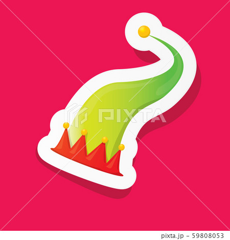 vector funky cartoon cute christmas elf hat isolated on pink background. vector kids colorful elf 59808053