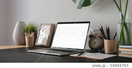 Cropped shot of open blank screen laptop computer 59808763
