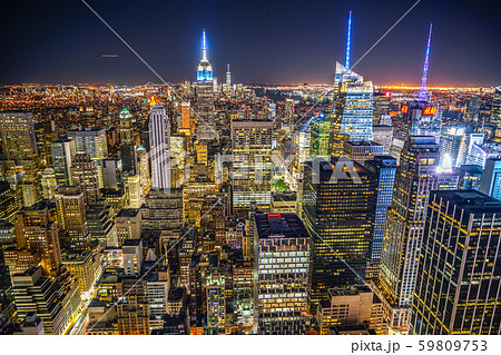 トップ・オブ・ザ・ロック（ロックフェラーセンター展望台）から見えるダウンタウンの夜景 59809753