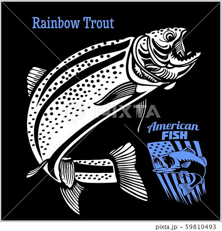 Rainbow Trout fishing on usa isolated on black Rainbow Trout fishing on usa isolated on black 59810493