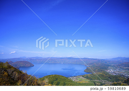 洞爺湖 有珠山洞爺湖展望台からの眺め の写真素材