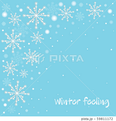 Winter celebration blue background with white snowflakes and blur dots 59811172