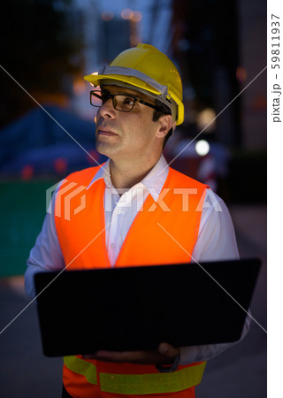 Handsome Persian man construction worker at the construction sit 59811937