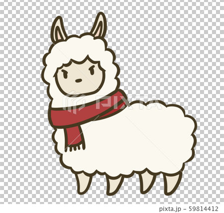 羊駝與圍巾(生氣的臉)的插圖 羊駝與圍巾(生氣的臉)的插圖 59814412