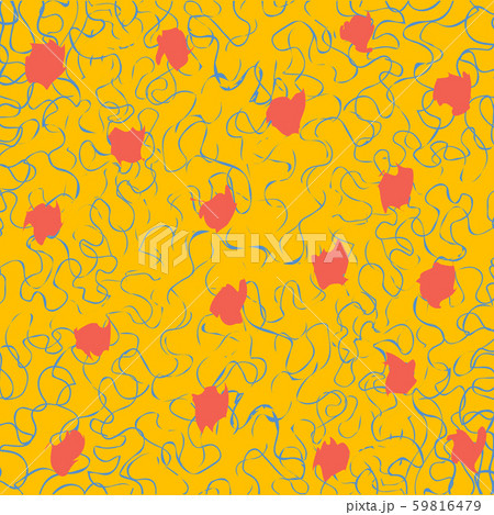 Abstract orange spots with various blue lines. 59816479