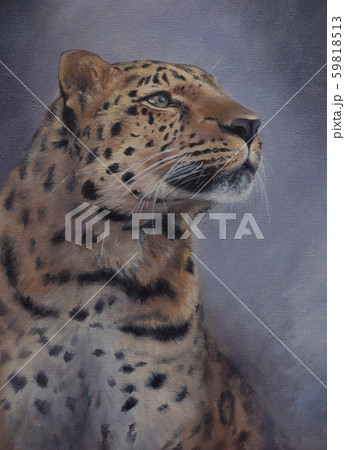 endangered amur leopard portrait painted with oils on canvas 59818513