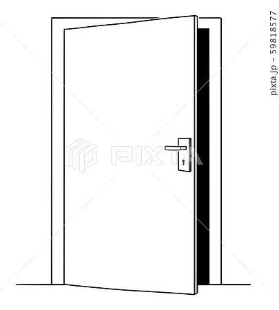 Vector Cartoon Drawing Of Slightly Open Door のイラスト素材