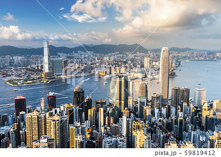 Hong Kong city skyline view from the Victoria peak. 59819412