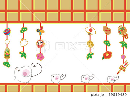 子年 年賀状 年 つるし飾り 文字無しのイラスト素材