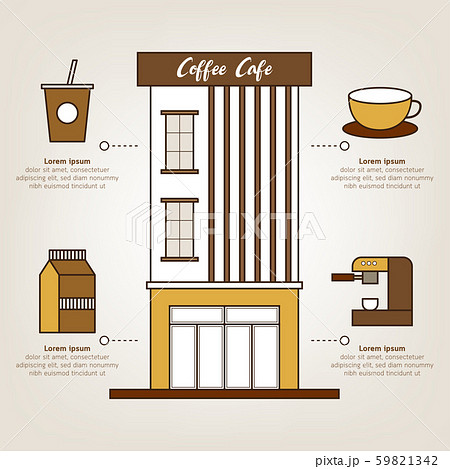 Coffee cafe building infographic template with elements. 59821342