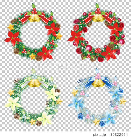 Christmas wreath 4 piece set white background Christmas wreath 4 piece set white background 59822954