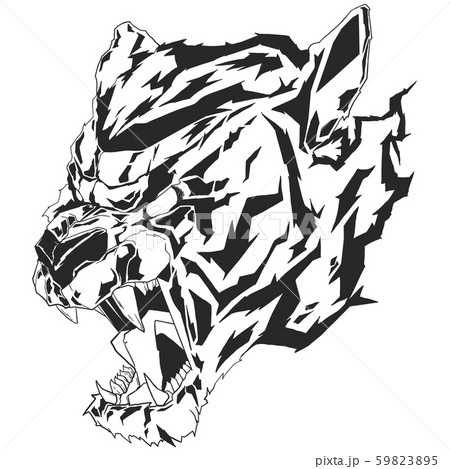 Monochromatic vector illustration with tiger head Monochromatic vector illustration with tiger head 59823895