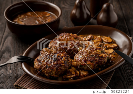 Homemade Salisbury Steak with Mushroom Onion Gravy. 59825224