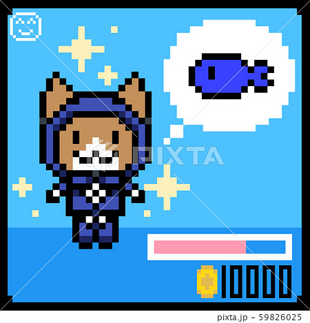 猫の育成シミュレーション ゲーム ドット絵 のイラスト素材