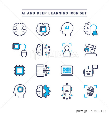 AI AND DEEP LEARNING ICON SET 59830126