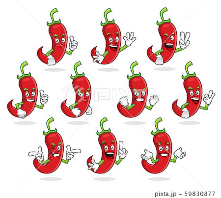 Chili Pepper Mascot Vector Pack Chili Pepperのイラスト素材