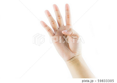 Hand gesture number four 59833305