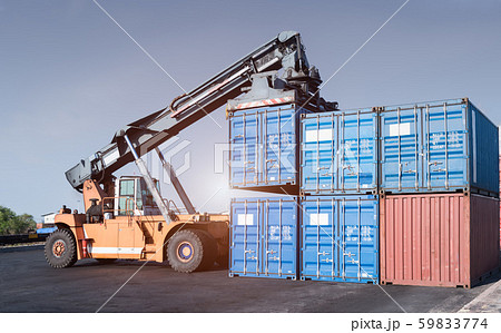 Cargo forklift handling container Cargo forklift handling container 59833774