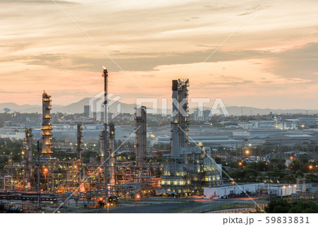 Oil Refinery factory in the morning and Sunrise Oil Refinery factory in the morning and Sunrise 59833831