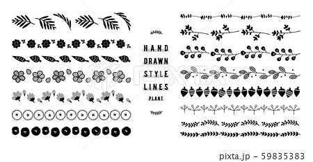 植物の飾り罫のセット ヨコ のイラスト素材 5953