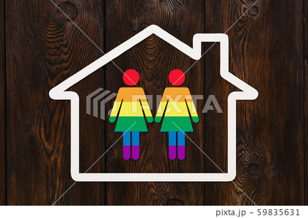 Six colored paper women in house. Lgbt pride gay 59835631