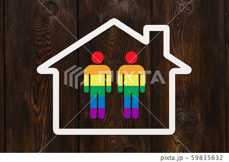 Six colored paper men in house. Lgbt pride gay 59835632