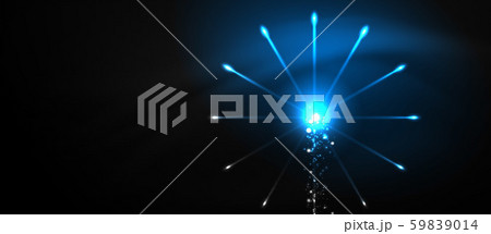 Colorful pyrotechnics show. Sky clouds. Black background. Festival celebration. Abstract fireworks 59839014