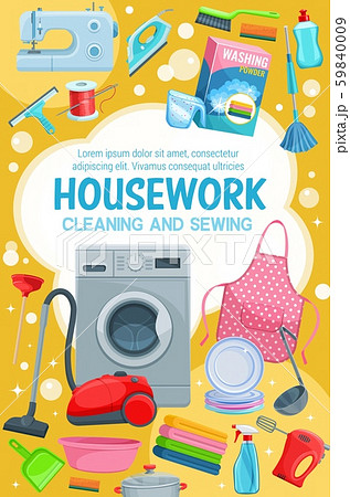 House cleaning, laundry, washing and sewing 59840009