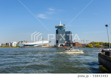 View to Adam lookout and The Eye, the film museum in Amsterdam 59843493