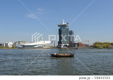 View to Adam lookout and The Eye, the film museum in Amsterdam 59843503