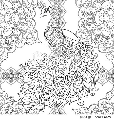 Peacock bird seamless pattern, background. Peacock bird seamless pattern, background. 59843829