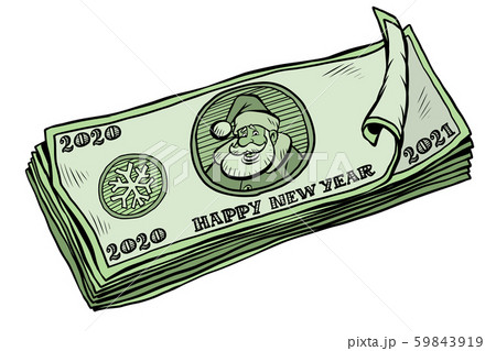 2020 2021 banknotes money cash. annual bonus. Santa Claus character Christmas new year 2020 2021 banknotes money cash. annual bonus. Santa Claus character Christmas new year 59843919