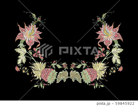 Fantasy flowers in retro, vintage, jacobean embroidery style. Fantasy flowers in retro, vintage, jacobean embroidery style. 59845922
