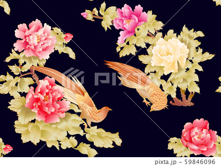 Peony tree flowers and pheasants 59846096