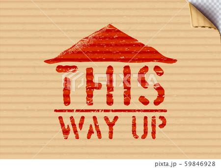 This way up cargo pictogram box sign with arrows on cardboard background for logistics. Vector 59846928