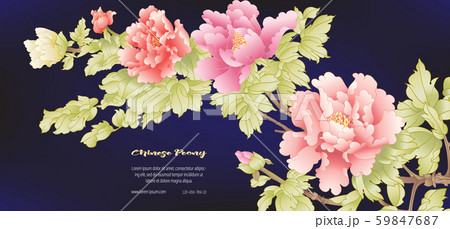 Peony tree branch with flowers 59847687