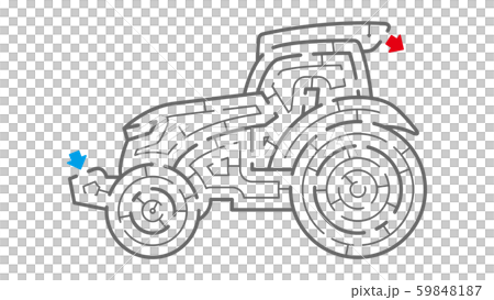 トラクターの迷路（塗り絵） 59848187