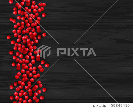 Vector Christmas Background with Realistic Decoration of Red Holly Berry Branches 59849410
