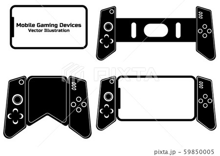 Modern mobile gaming smartphone with attached gamepad. Gadget for mobile gaming. New actual esport Modern mobile gaming smartphone with attached gamepad. Gadget for mobile gaming. New actual esport 59850005