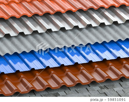 Different types of roof coating. Background from 59851091