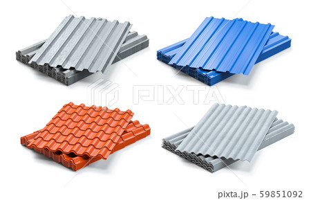 Set of different types of roof coating. Stacks of Set of different types of roof coating. Stacks of 59851092
