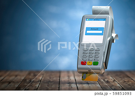 Payment POS teminal with receipt and credit card 59851093