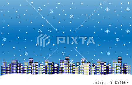 雪の結晶と街並み　クリスマス　背景 59851663