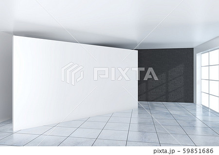 White billboard on blank interior background. Mock up, 3D Rendering 59851686