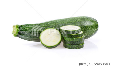 green zucchini with slice isolated on white green zucchini with slice isolated on white 59853503