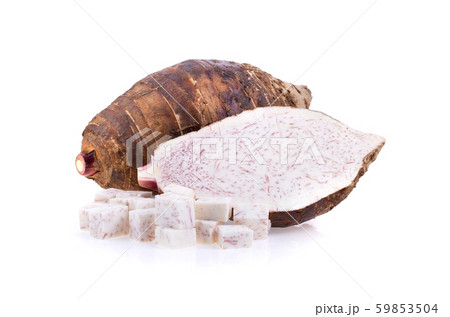 taro sliced isolated on white background 59853504